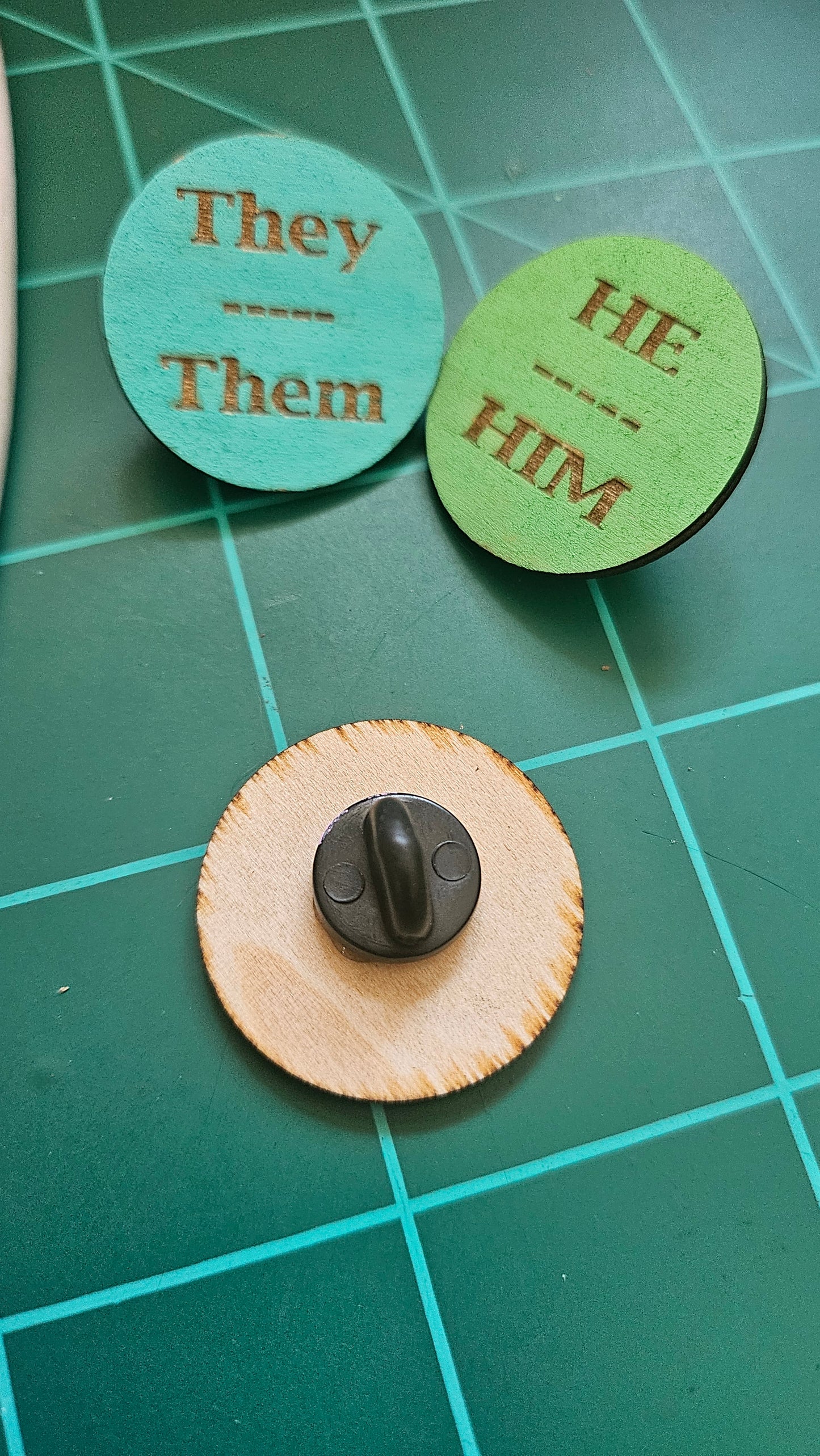 Painted wood pronoun pins - They/Them