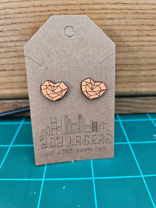 Stud Earrings - Orange Hearts