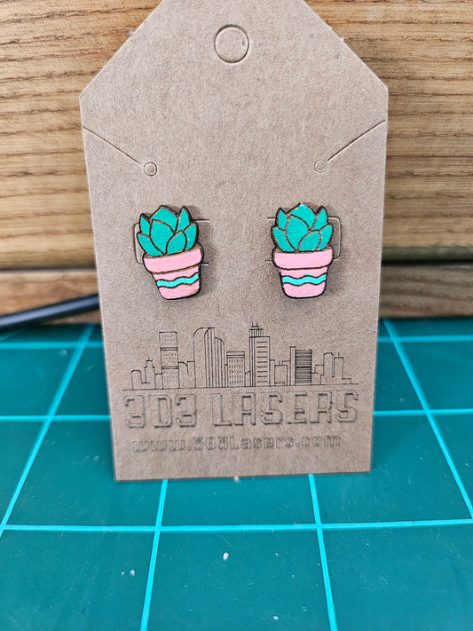 Stud Earrings - Succulents