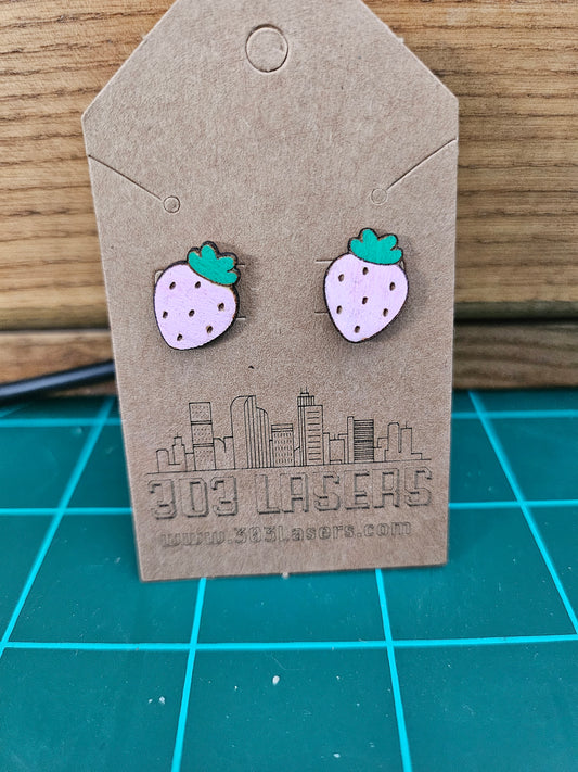 Stud Earrings - Pink Strawberry